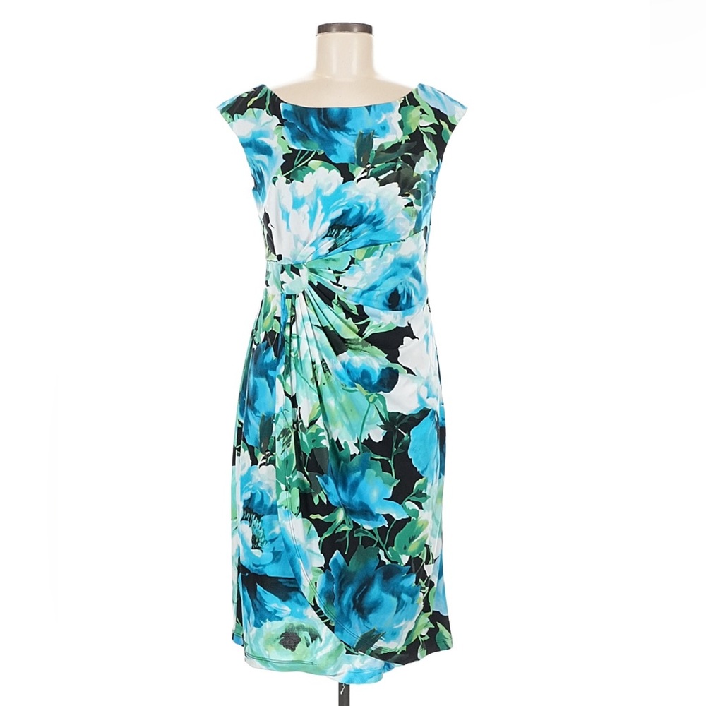 Next Up Vibrant Blue and Green Floral Dress